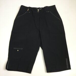 JAMIE SADOCK Black Leather Trim Slit Hem Golf Activewear Capri Shorts